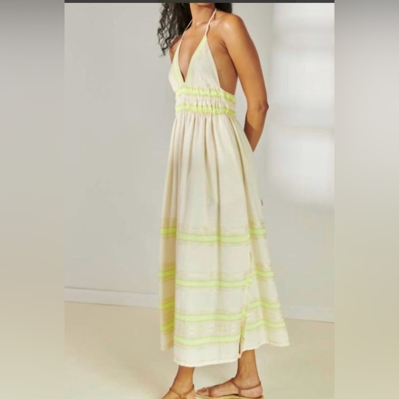 LEMLEM Women’s gete triangle halter maxi dress in lomi keylime NEW large - Picture 3 of 16